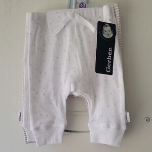 Gerber Baby Pants Set - White and Tan Set 3